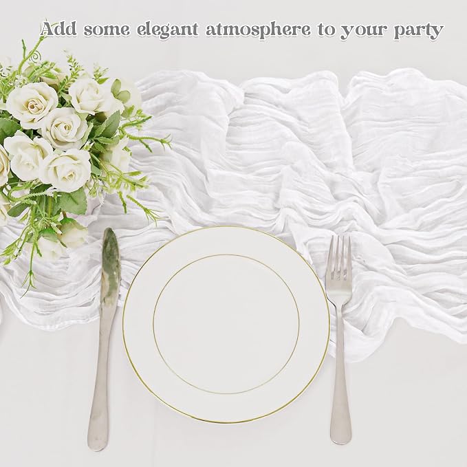 10 Pack White Cheesecloth Table Runner 6FT Boho Gauze Fabric Table Runner - Image 5