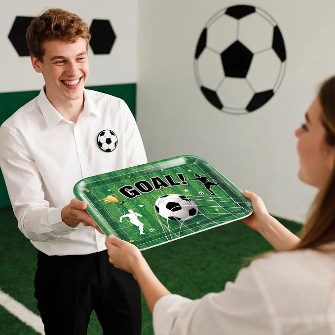 Vesici 4 Pack Soccer Melamine Serving Trays, 13 x 10 in Rectangular Serving - Image 4