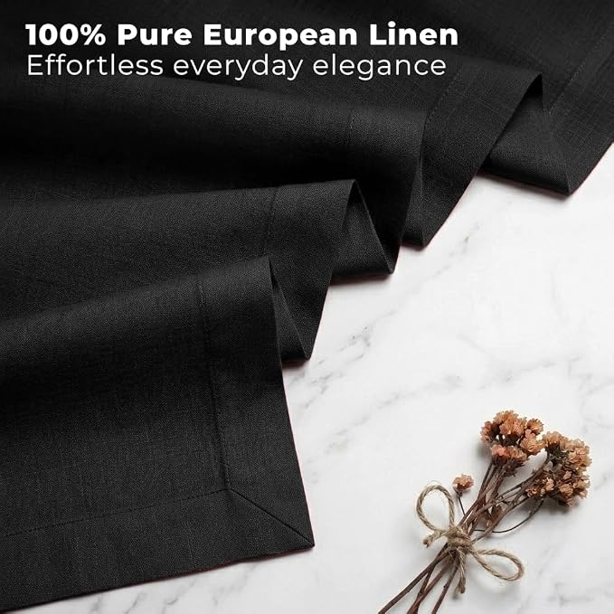 Classic Linen™ by D'Moksha Black Table Runner 120 Inches Long, 100% Pure Linen - Image 2