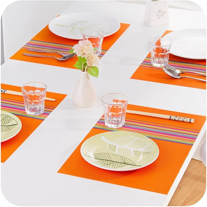 SHACOS Colorful Placemats Set of 8 Woven Vinyl Place Mats - Image 6