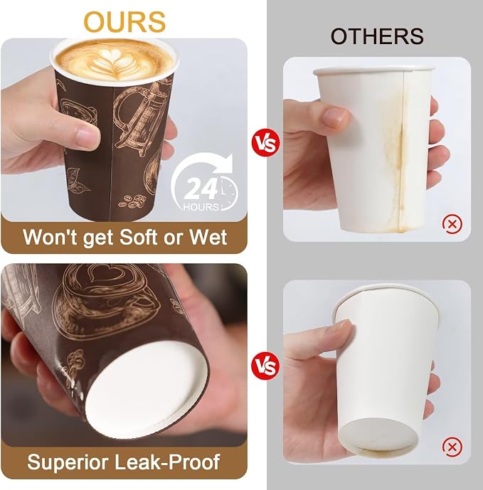 Coffee Cups 16oz 180 Pack Disposable Paper Cup Durable Drinking Cup | Paper Cups - Image 3