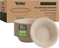 Vplus 500 Pack 12 OZ Compostable Paper Bowls, Bagasse Bowls Bulk，Nature | by Vplus