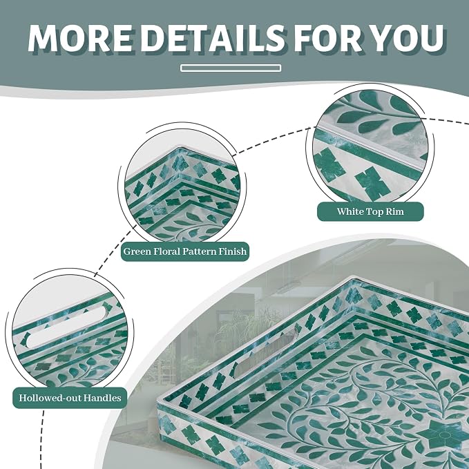 Green Serving Trays, Plastic Rectangular Serving Tray - Image 4
