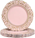 Pink Charger Plates with Gold Embossed Rim, Plate Chargers by Umisriro