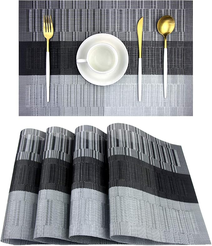 PIGCHCY Placemats, Washable Vinyl Woven Table Mats, Elegant Durable Placemats by PIGCHCY