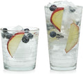 Libbey Hoops Tumbler and Rock Glass Set, Two Sized Nostalgic Retro Glass Cups by Libbey