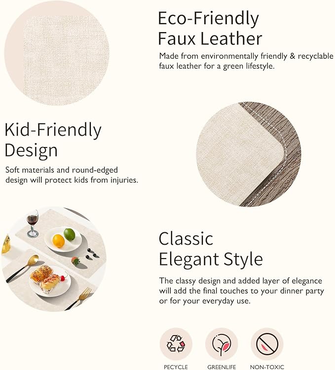 Maxpearl Faux Leather Placemats Set of 8, Suitable - Image 3