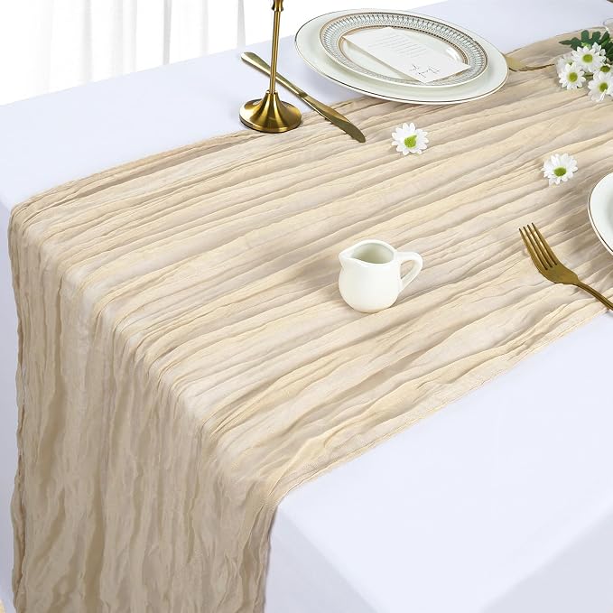 12 Pack Beige Cheesecloth Table Runner 10Ft Gauze Cheese Cloth Table Runner - Image 4
