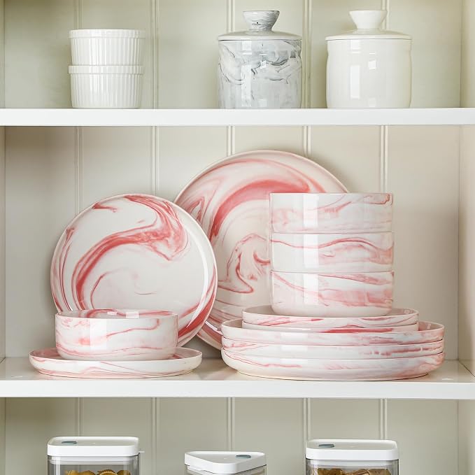 MALACASA 12 Pcs Porcelain Plates and Bowls Sets, Dinnerware Set - Image 6