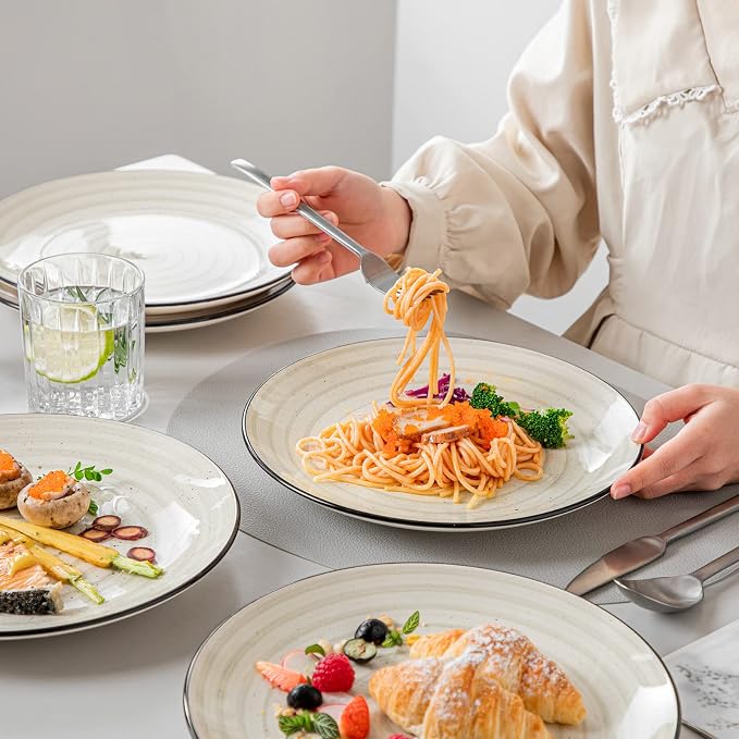 vancasso Bonbon Dinner Plates Set of 6, 10.5 Inch Ceramic Dinner Pasta Plates - Image 5