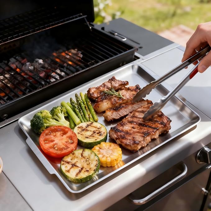 16.3" x 11" Large Serving Platters Set of 2, Stainless Steel Heavy-Duty Large - Image 5