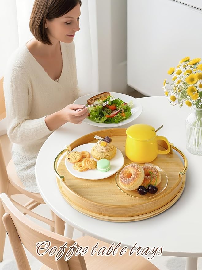JUPELI 14″ Round Bamboo Serving Tray - Image 5