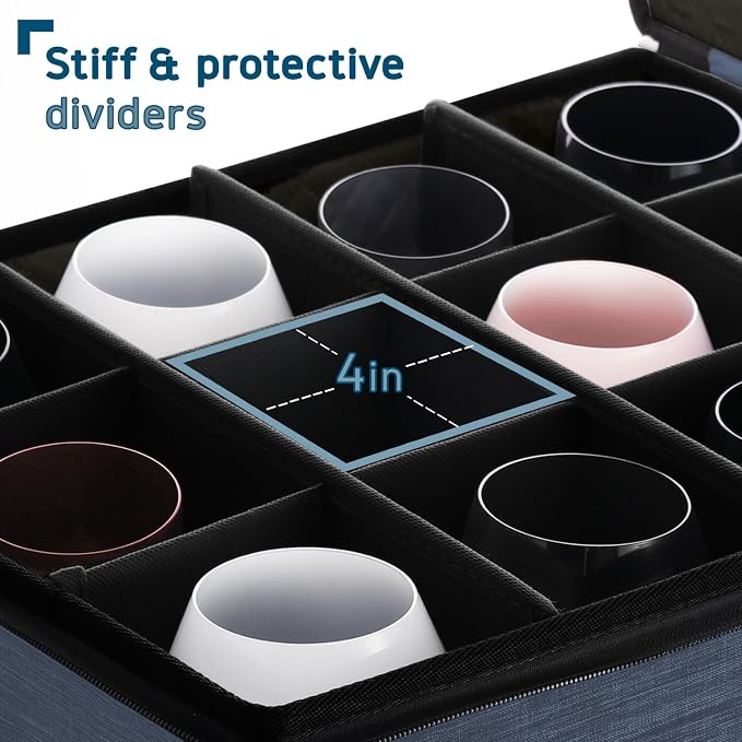 Wine Glass Storage Box with Dividers, 2 Pack Stackable Stemware Storage Cases - Image 4
