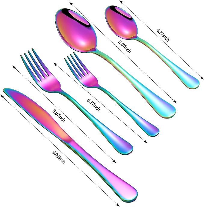 60 Pieces Rainbow Silverware set - Image 7