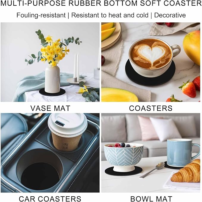 Black Coasters Set of 6, Solid Color Farmhouse Black Soft Absorbent Coasters - Image 6