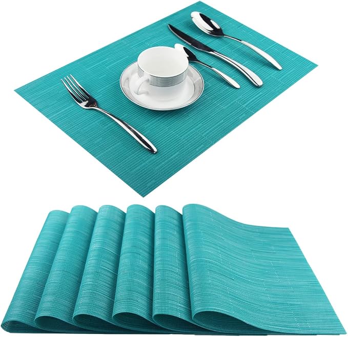 PIGCHCY Placemats, Washable Durable Vinyl Woven Table Mats, Elegant Heat - Image 8