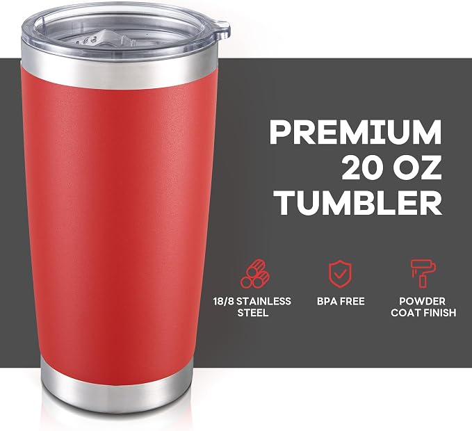 20 oz Tumbler with Lid Stainless Steel Insulated Tumblers Cups Travel Mug | - Image 2