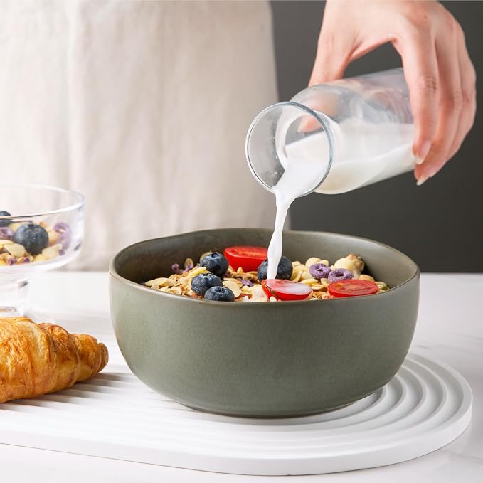 AmorArc Stoneware Cereal Bowls for Kitchen, 28oz Large Ceramic Soup Bowls Set - Image 4