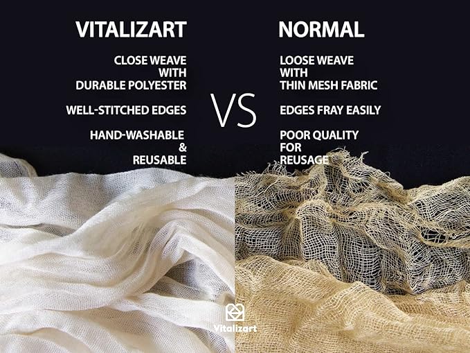 Vitalizart Cheesecloth Table Runner Ivory White 10ft Gauze Boho Rustic | 120 - Image 6