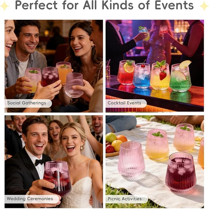 N9R 40PCS Plastic Wine Glasses Disposable, 14 oz Cocktail & Spritz Glasses | - Image 7