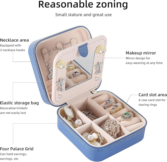 KElofoN Travel jewelry case Travel jewelry box Travel Jewelry Organizer Small - Image 4
