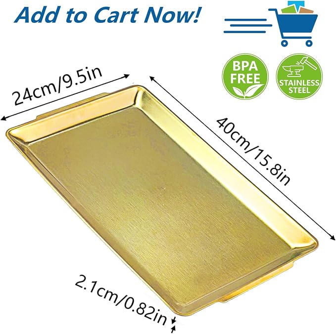 15.8" x 9.5" Large Serving Platters Set of 2, Stainless Steel Heavy-Duty Large - Image 3