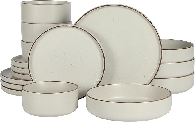 Gibson Elite Gelston Stoneware Matte Reactive Glaze 16 Piece Plates and Bowl by GibsonHomewares