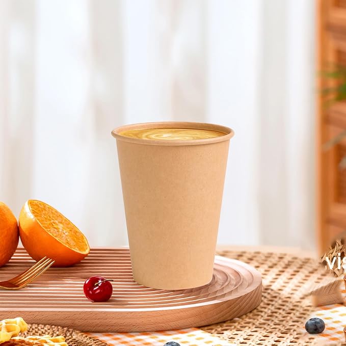 BYSNOW 1000 Pack 12 oz Kraft Paper Cups, Disposable Coffee Hot Water Cups | - Image 4