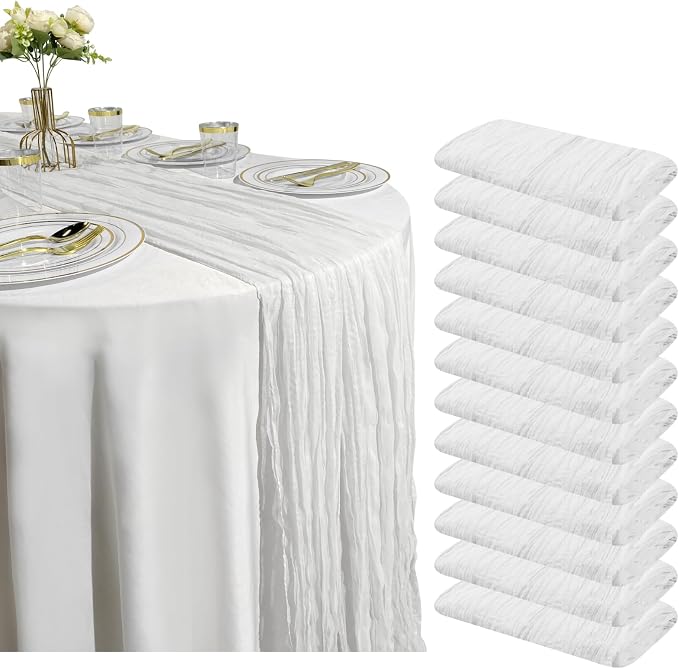 12 Pack Ivory Cheesecloth Table Runner – 10FT x 12pcs White Gauze Table Runners - Image 7