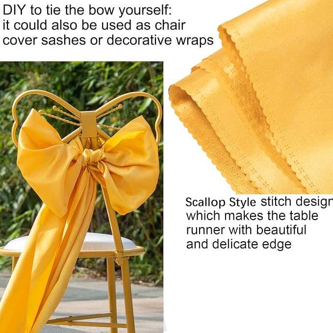 Gold Table Runners, 12x108 Inches, 6 Pack | Satin, Silk and Smooth Fabric - Image 7