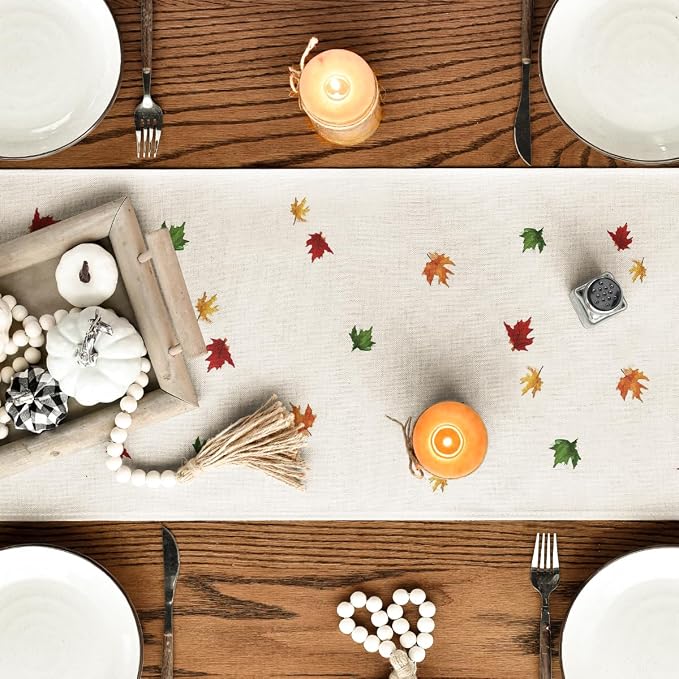 Artoid Mode 210 GSM Fall Table Runner 13x36 Inch Home Party Decor | Maple Tree - Image 4