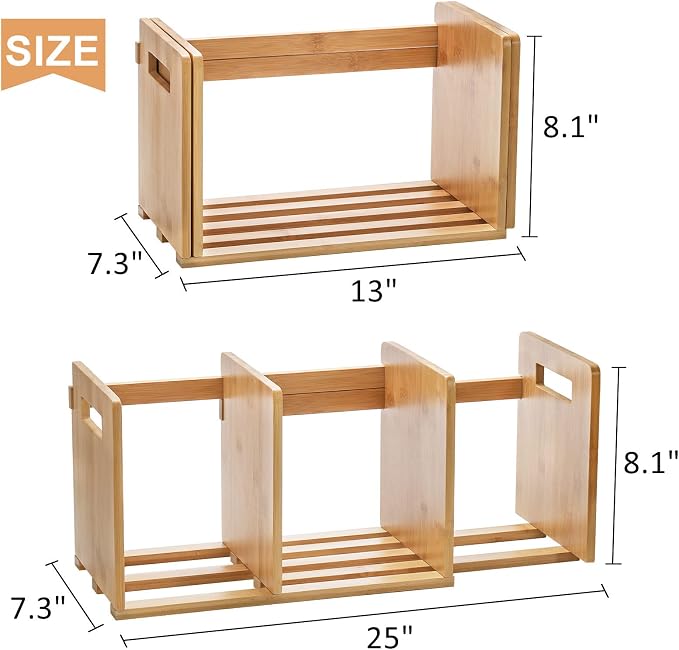 ZOOFOX Bamboo Desktop Bookshelf, Expandable Desktop Organizer, Small Display - Image 3