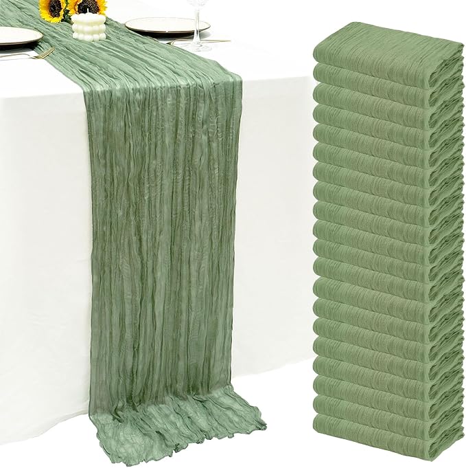 20Pack Sage Green Cheese Cloth Table Runner 20x120inch Gauze Table Runners | by Seveups