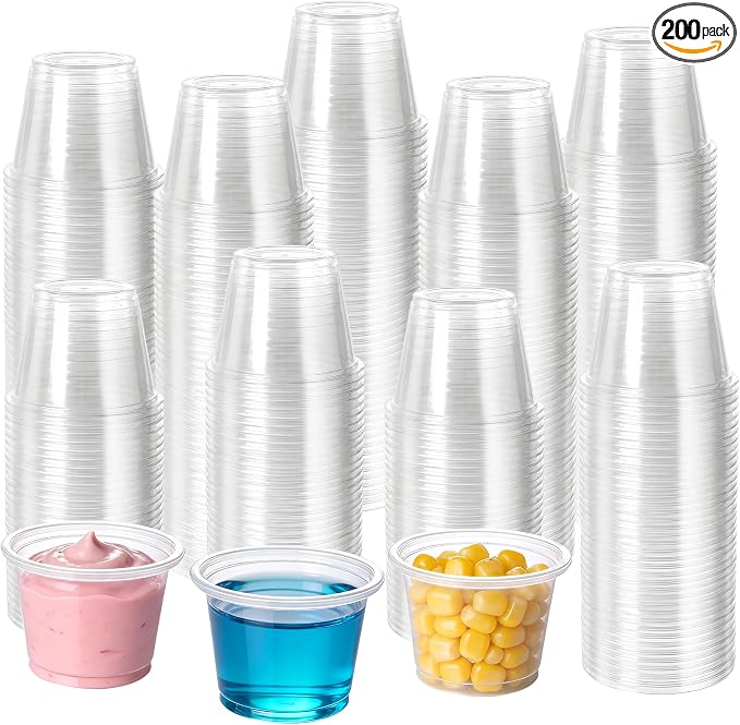HOMIP 200PACK 1oz Plastic Portion Cups, Jello Shot Cup | Sauce Cups by HOMIP