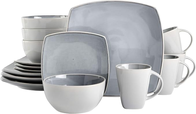 Gibson Elite Soho Lounge Square Reactive Glaze Stoneware Dinnerware Set by GibsonHomewares