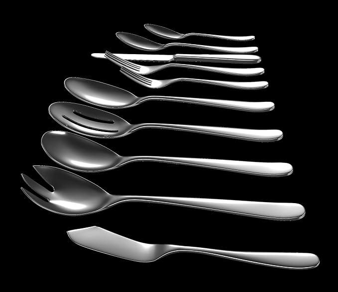 Silverware Set for 8 with Serving Utensils, 18/10 Stainless Steel Flatware - Image 3