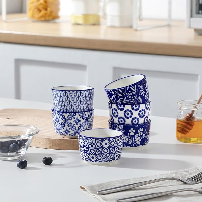 vancasso Selene 4 Oz Porcelain Ramekins Set of 6, Crème Brûlée Dessert Cups | - Image 8