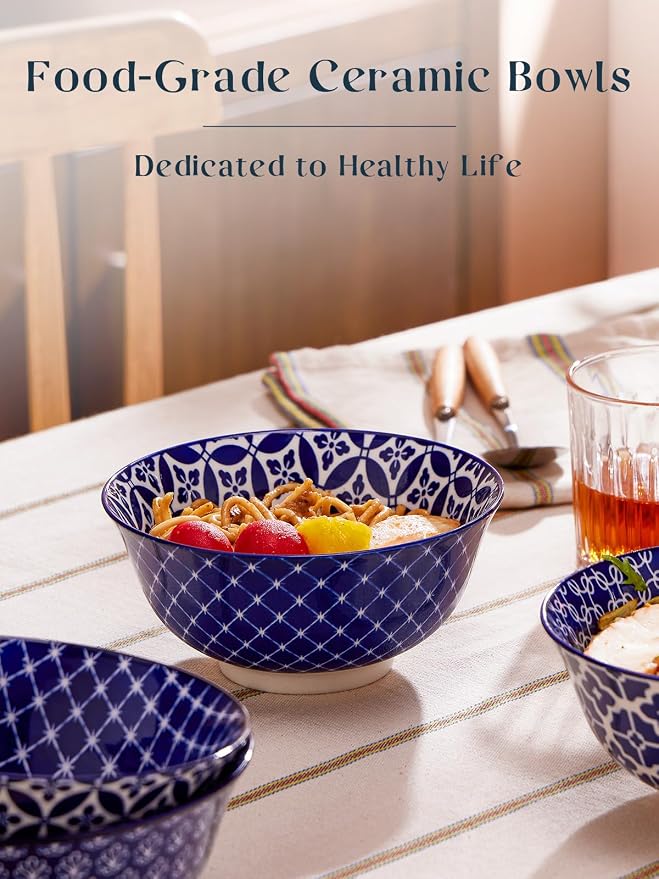 DOWAN Cereal Bowls Set of 6, Ceramic Soup Bowls 23 OZ, 6 Inch Small Dessert - Image 3