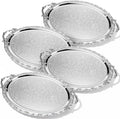 4 Pack Serving Tray with Handles 16.1 x 12.4 Inch Large Metal Plate Floral by Unknown