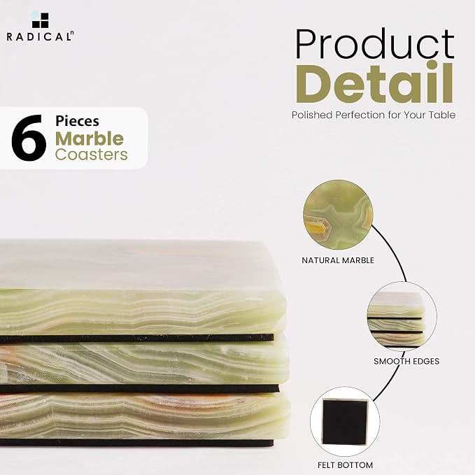 Radicaln Square Marble Coasters Set of 6 - Image 5