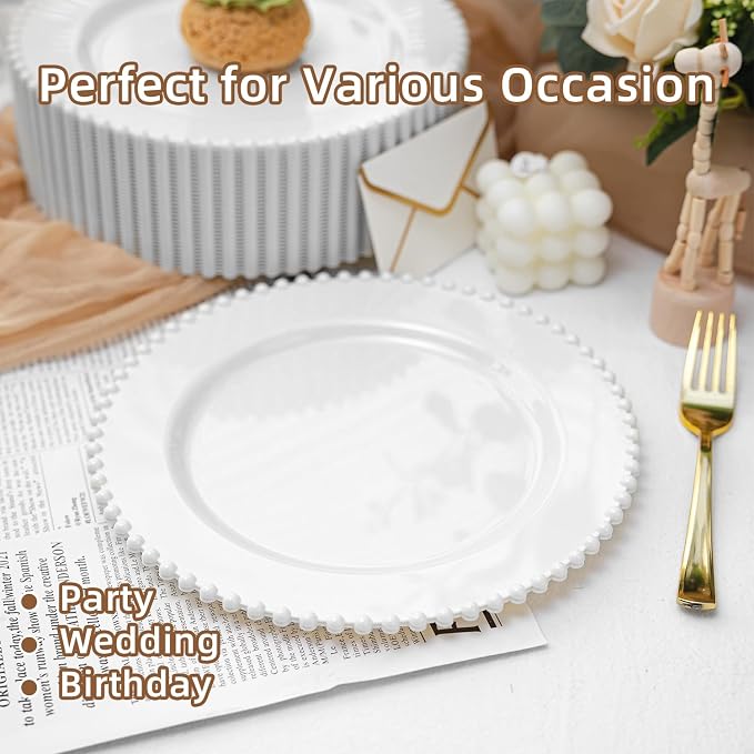 72 Pcs Party Plates Dessert Plate, 7 Inch White Plastic Plate Disposable | - Image 4