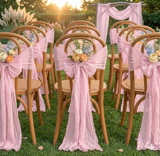 10 Pack Light Pink Cheesecloth Table Runner 22X120 Inch Boho Gauze Table Runner - Image 5