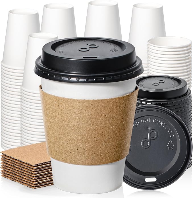 Fit Meal Prep 100 Pack 8 oz Disposable Coffee Cups by FMPBRANDS