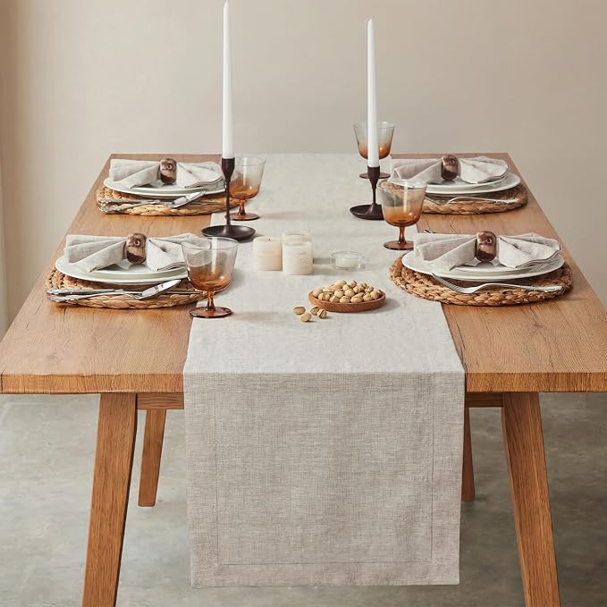 100% French Linen Table Runner 72", 210GSM Heavyweight Artisanry, Crease-Free - Image 2