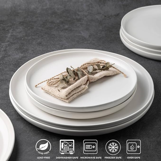 AmorArc Ceramic Dinner Plates Set of 6, 10.25 Inch Stoneware Dishes Set | Wavy - Image 3
