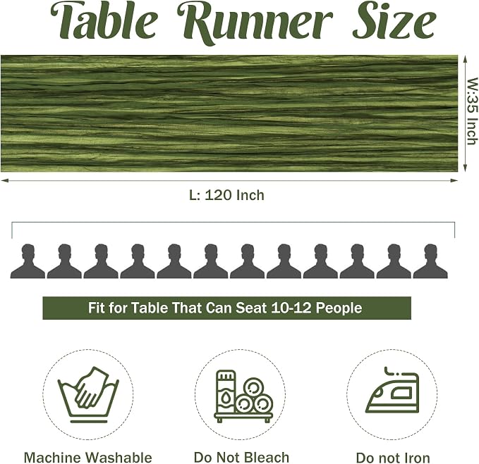 Olive Green 10FT Cheesecloth Table Runner Boho Gauze Fabric Table Runner Rustic - Image 4