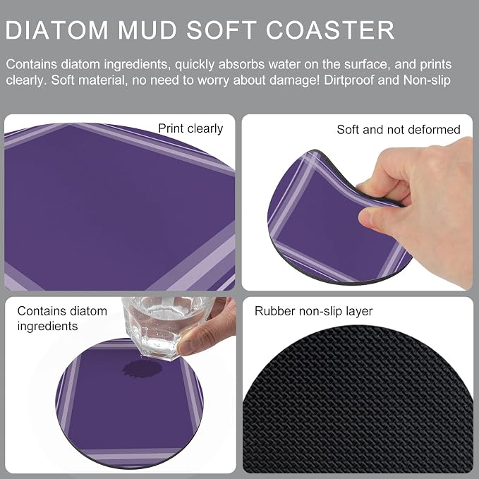 Vintage Purple Coasters Set of 2 Absorbent Coasters - Image 5