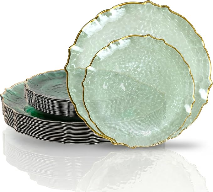 bUCLA 40PCS Sage Green Plastic Plates Disposable by BUCLA