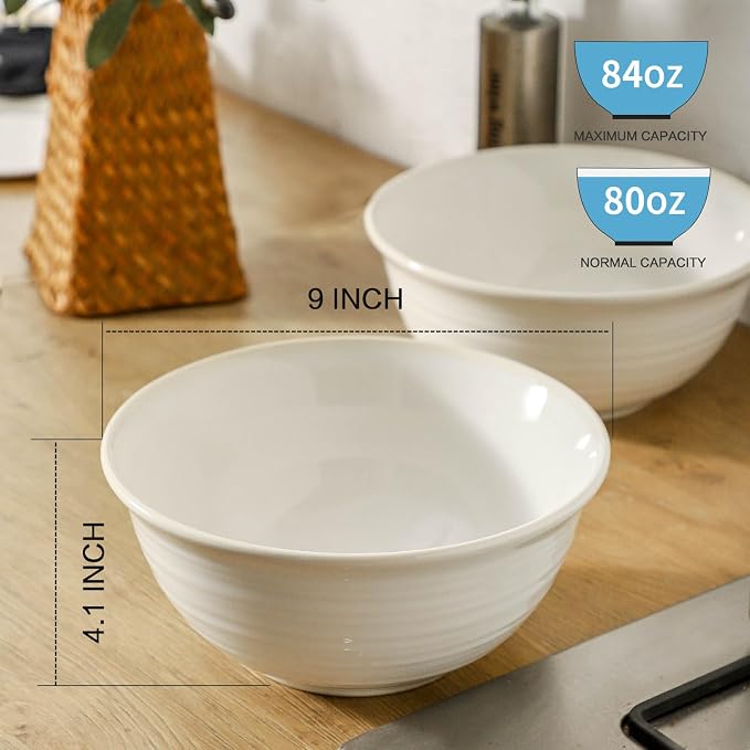 Serving Bowls Set of 2, 9 Inch Large Ceramic Mixing Bowls - Image 3
