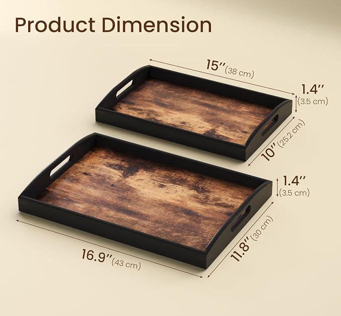 Wooden Set of 2 Serving Trays - Image 2